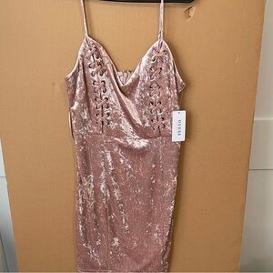 Guess Blush Velvet Lace-Up Mini Dress NWT Medium